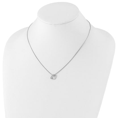 Sterlingsilber Weiß Eis Rhodiniert 18 Zoll Offen Kreis Diamant Halskette mit 2 Verlängerung