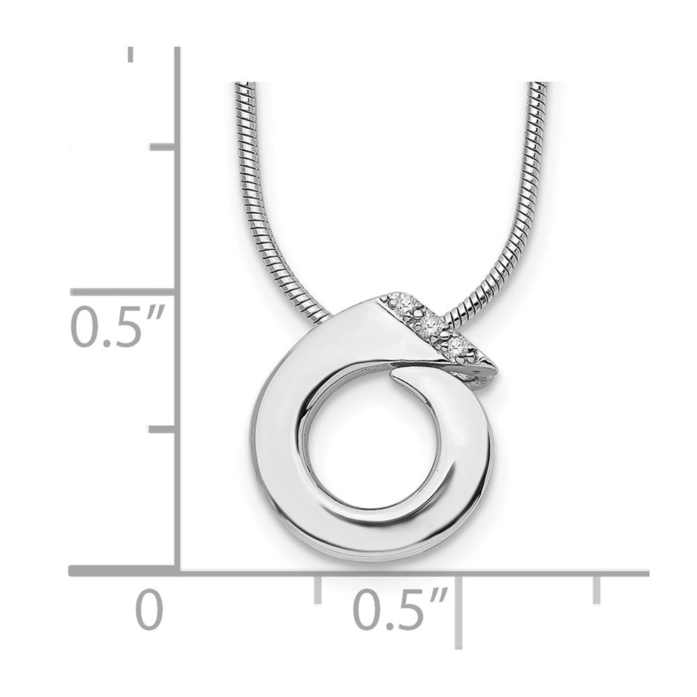 Sterlingsilber Weiß Eis Rhodiniert 18 Zoll Offen Kreis Diamant Halskette mit 2 Verlängerung