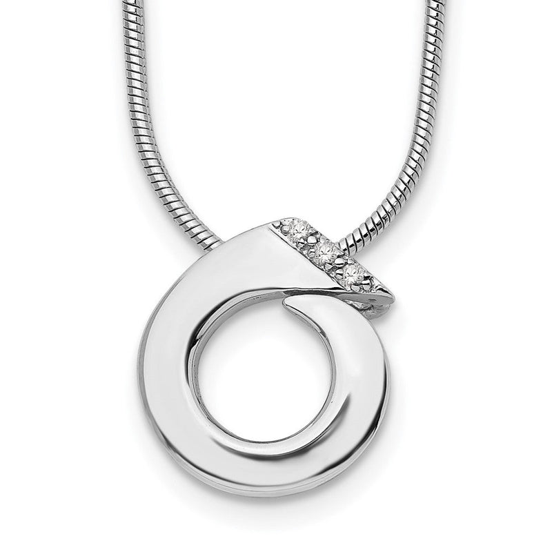 Sterlingsilber Weiß Eis Rhodiniert 18 Zoll Offen Kreis Diamant Halskette mit 2 Verlängerung
