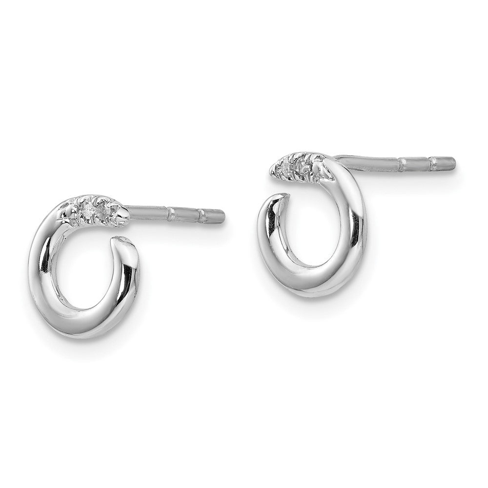 Rhodinierte Ohrstecker aus Sterlingsilber mit offenem Kreis und Diamanten