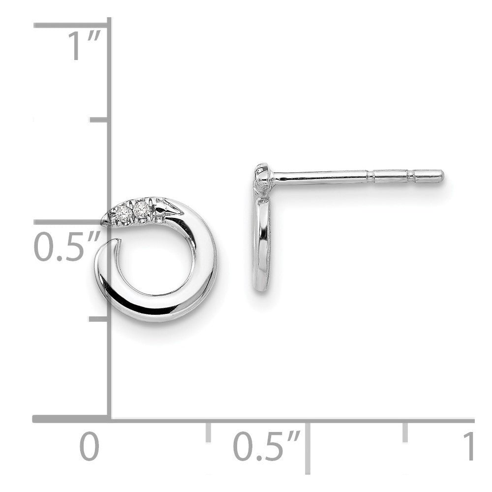 Rhodinierte Ohrstecker aus Sterlingsilber mit offenem Kreis und Diamanten