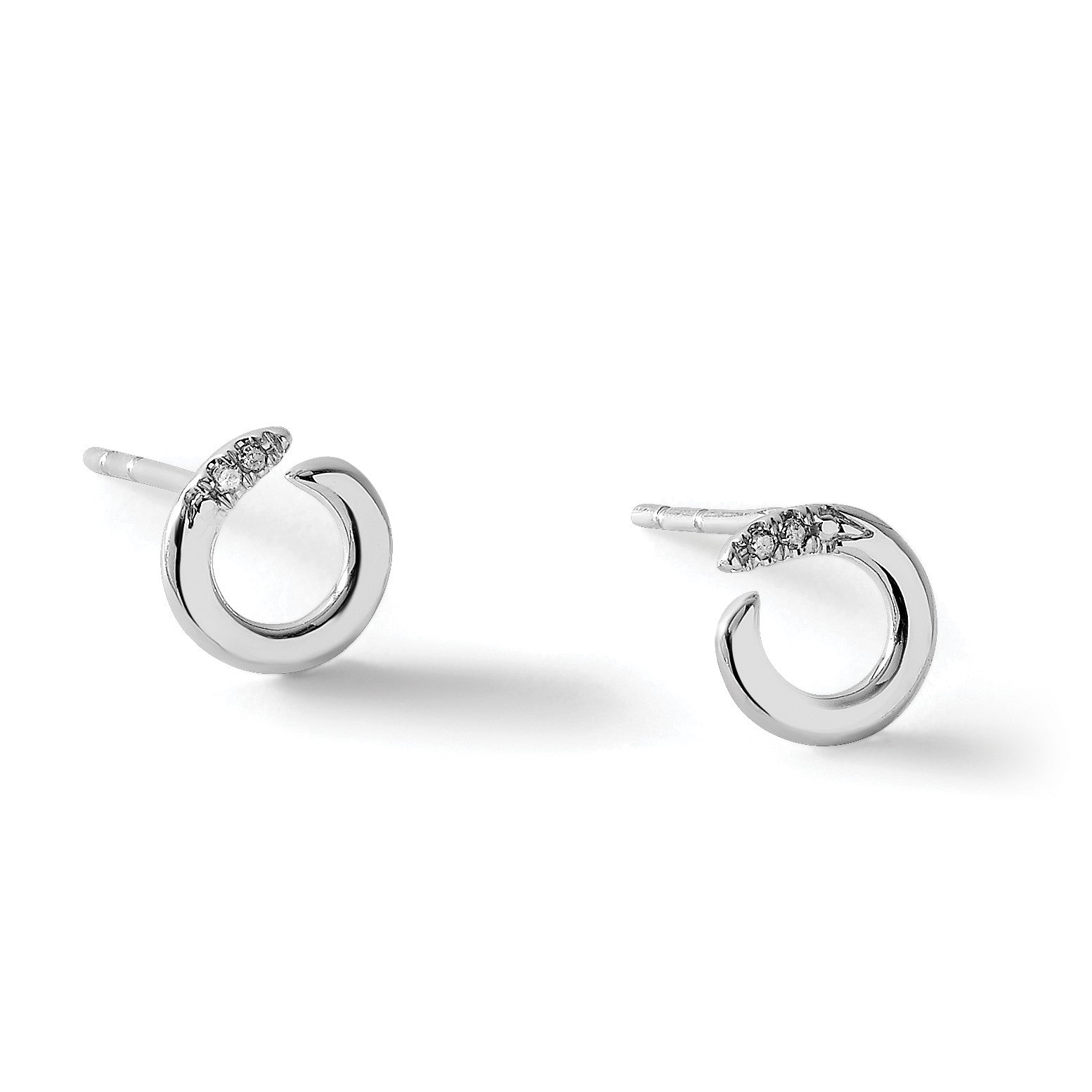 Rhodinierte Ohrstecker aus Sterlingsilber mit offenem Kreis und Diamanten