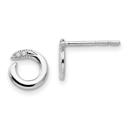 Rhodinierte Ohrstecker aus Sterlingsilber mit offenem Kreis und Diamanten