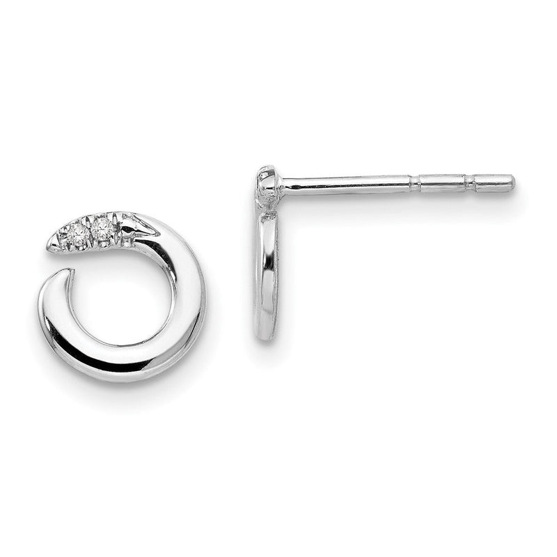 Rhodinierte Ohrstecker aus Sterlingsilber mit offenem Kreis und Diamanten