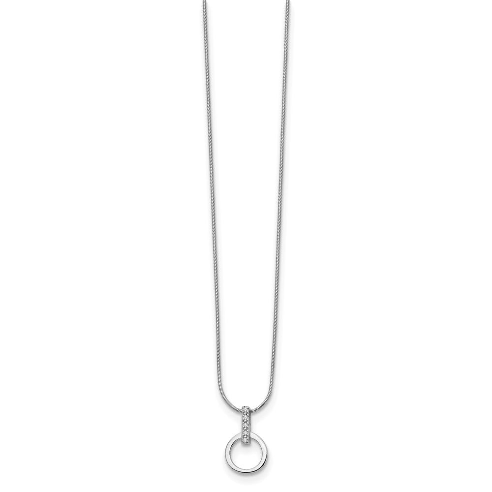 Sterlingsilber Weiß Eis Rhodiniert 18 Zoll Offen Kreis Diamant Halskette mit 2 Verlängerung