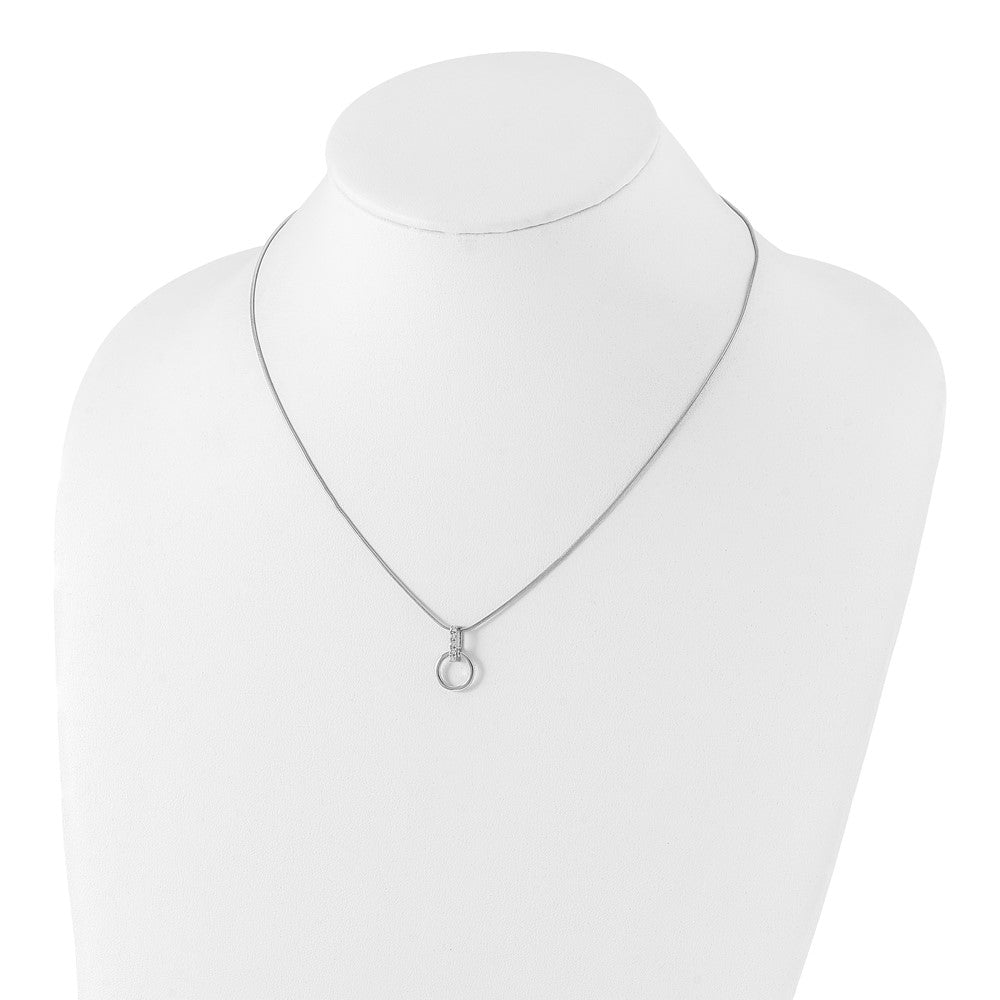 Sterlingsilber Weiß Eis Rhodiniert 18 Zoll Offen Kreis Diamant Halskette mit 2 Verlängerung
