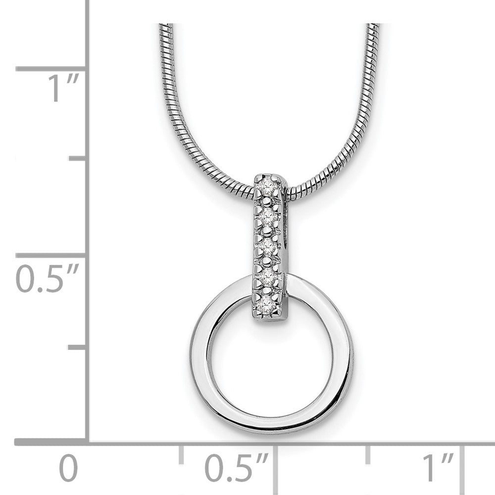 Sterlingsilber Weiß Eis Rhodiniert 18 Zoll Offen Kreis Diamant Halskette mit 2 Verlängerung