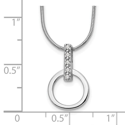 Sterlingsilber Weiß Eis Rhodiniert 18 Zoll Offen Kreis Diamant Halskette mit 2 Verlängerung