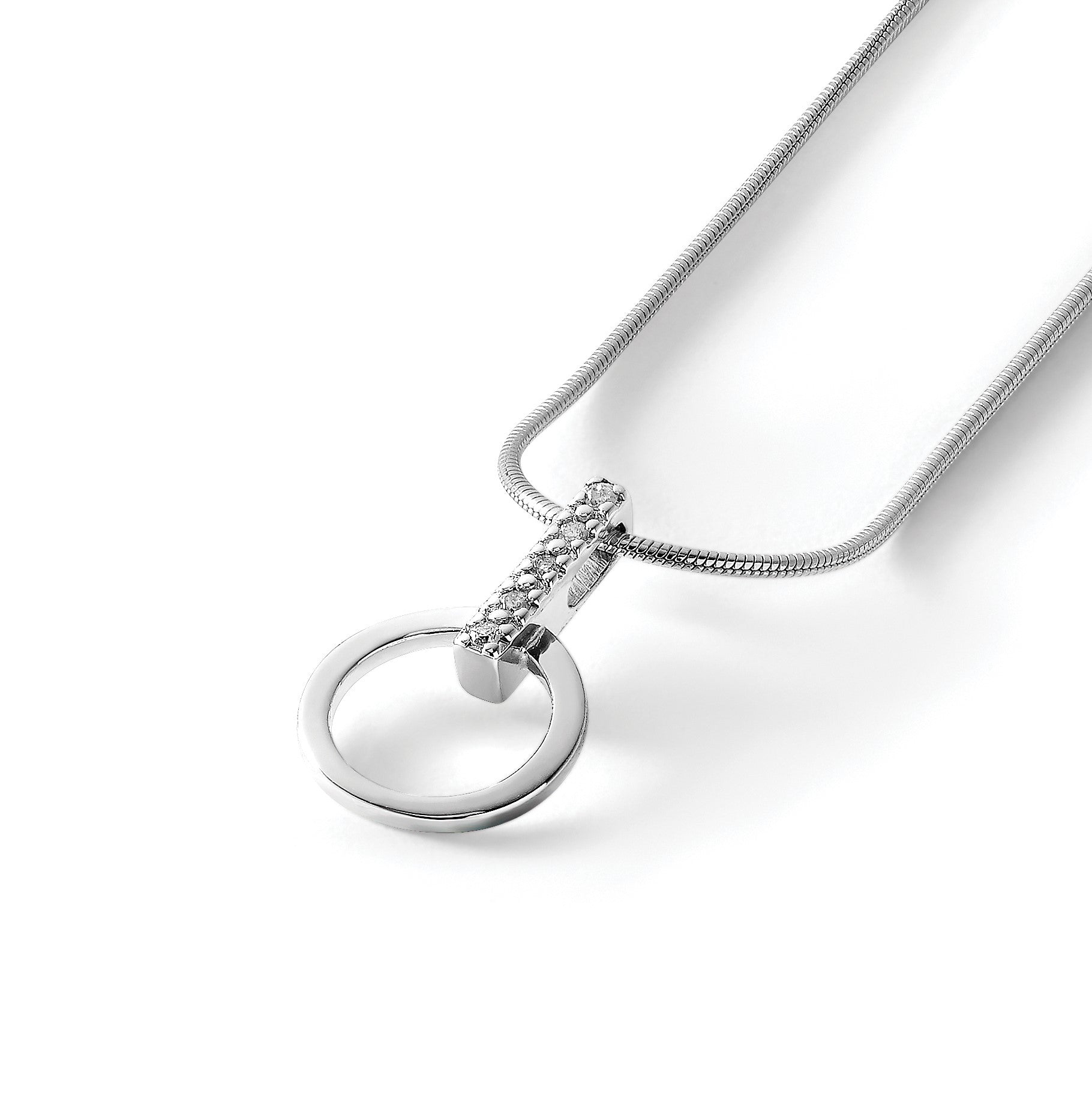 Sterlingsilber Weiß Eis Rhodiniert 18 Zoll Offen Kreis Diamant Halskette mit 2 Verlängerung