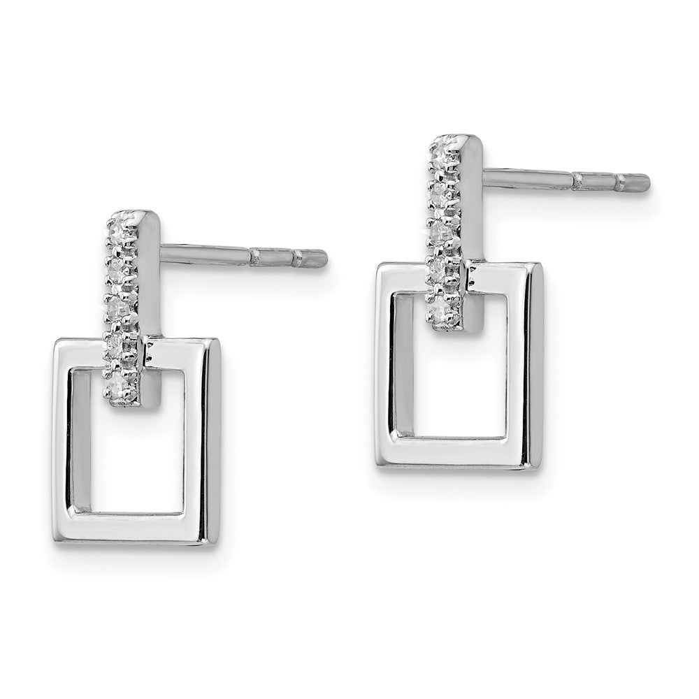 Rhodinierte White Ice Ohrhänger aus Sterlingsilber mit Diamant und offenem Quadrat