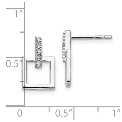 Rhodinierte White Ice Ohrhänger aus Sterlingsilber mit Diamant und offenem Quadrat