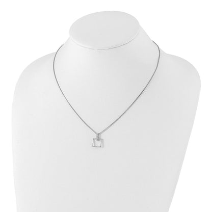 Sterlingsilber Weiß Eis Rhodiniert 18 Zoll Diamant Offen Squared Halskette mit 2 Verlängerung