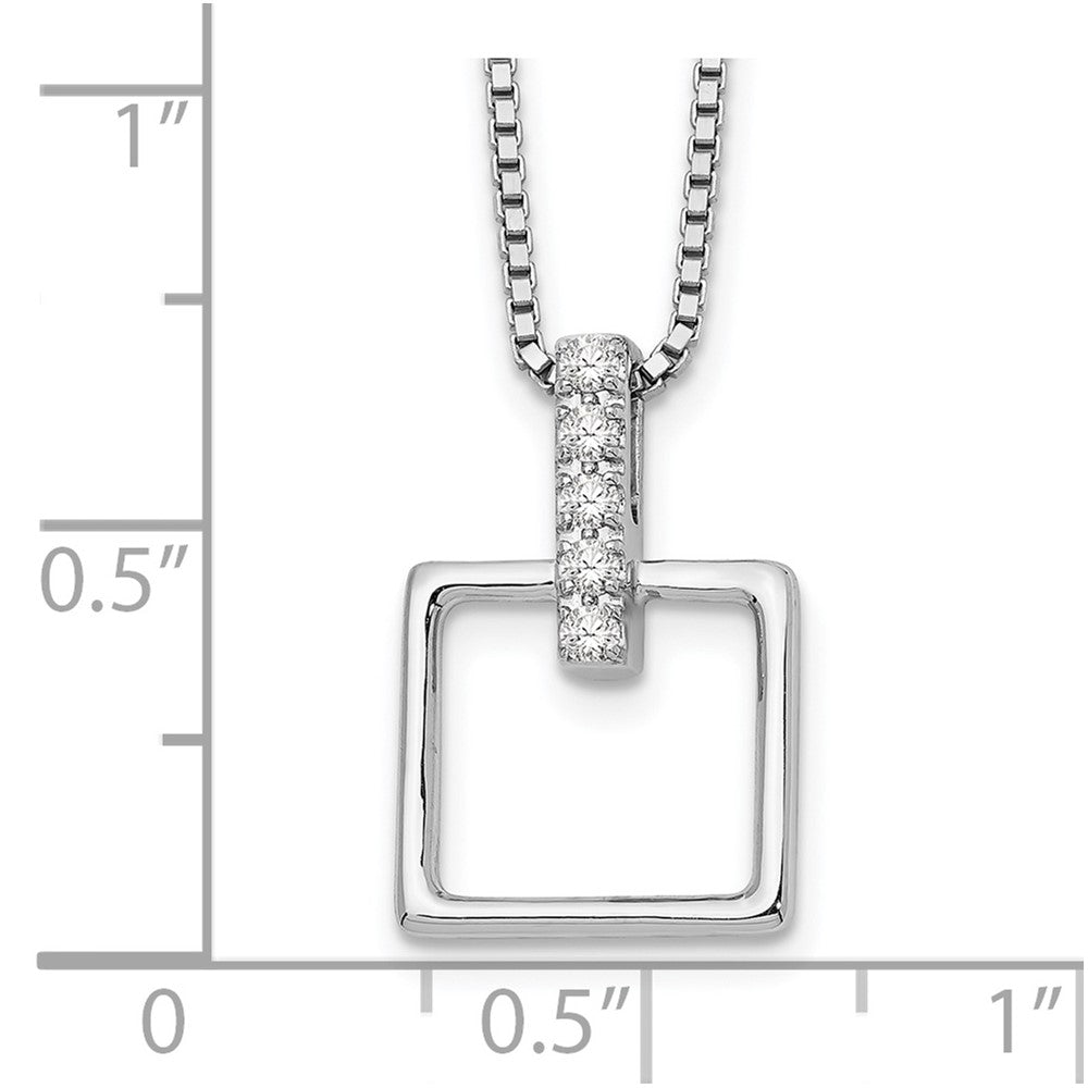 Sterlingsilber Weiß Eis Rhodiniert 18 Zoll Diamant Offen Squared Halskette mit 2 Verlängerung