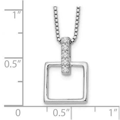 Sterlingsilber Weiß Eis Rhodiniert 18 Zoll Diamant Offen Squared Halskette mit 2 Verlängerung