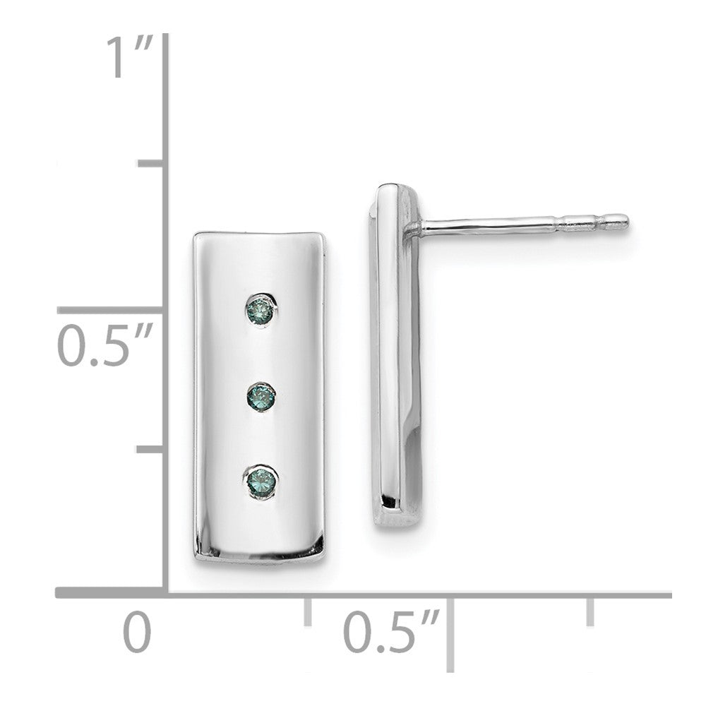 925 Sterlingsilber Ohrringe mit blauen Diamanten 0,06 ct