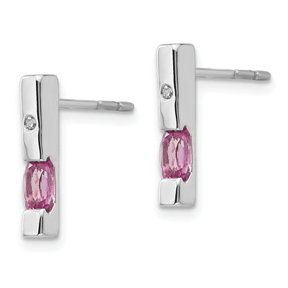 White Ice Ohrhänger aus rhodiniertem Sterlingsilber mit Diamant und Pink-Turmalin, Ohrstecker-Verschluss