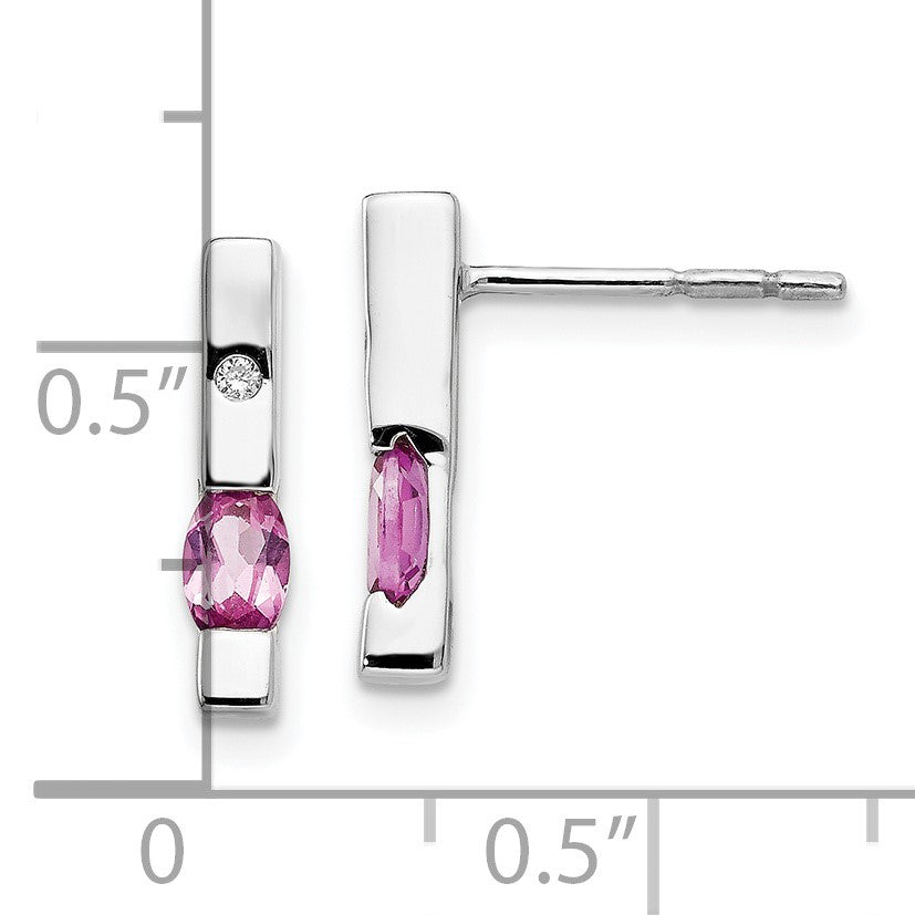 White Ice Ohrhänger aus rhodiniertem Sterlingsilber mit Diamant und Pink-Turmalin, Ohrstecker-Verschluss