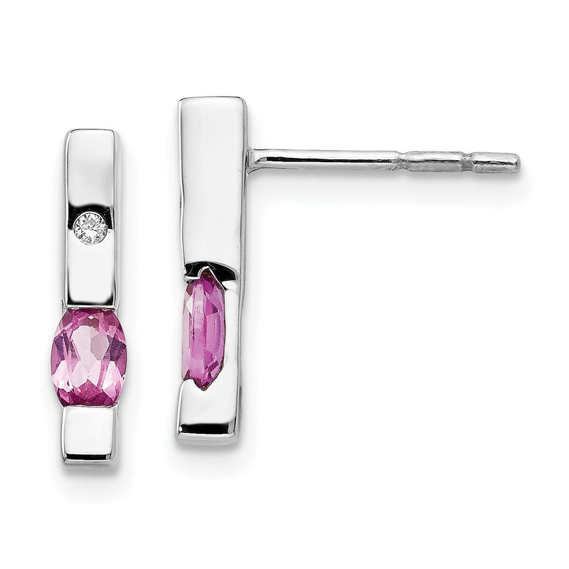 White Ice Ohrhänger aus rhodiniertem Sterlingsilber mit Diamant und Pink-Turmalin, Ohrstecker-Verschluss