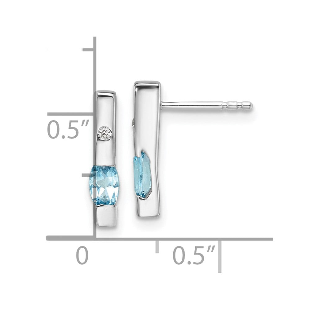 Sterlingsilber Rhodiniert Weiß Eis.02ct. Diamant und Blautopas Ohrringe