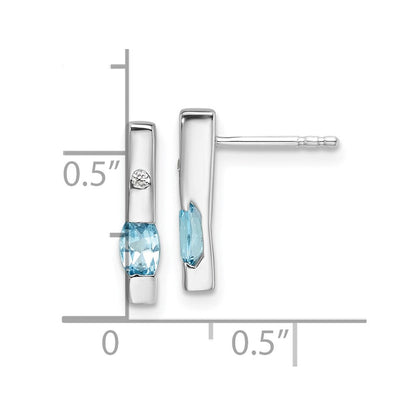 Sterlingsilber Rhodiniert Weiß Eis.02ct. Diamant und Blautopas Ohrringe