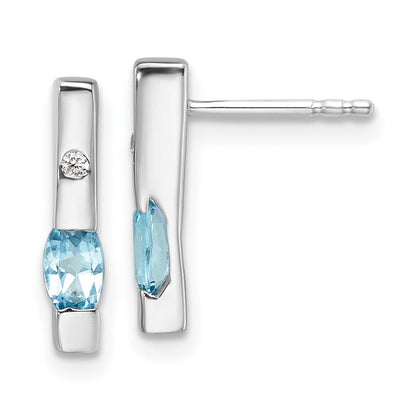 Sterlingsilber Rhodiniert Weiß Eis.02ct. Diamant und Blautopas Ohrringe