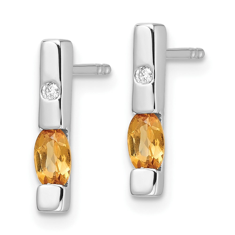 Sterlingsilber Rhodiniert Weiß Eis.02ct. Diamant und Citrin Ohrringe