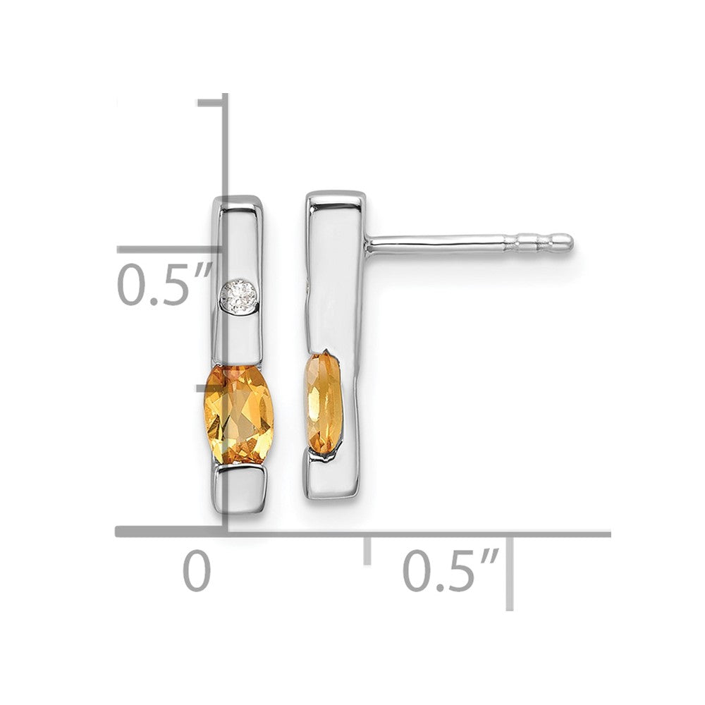 Sterlingsilber Rhodiniert Weiß Eis.02ct. Diamant und Citrin Ohrringe
