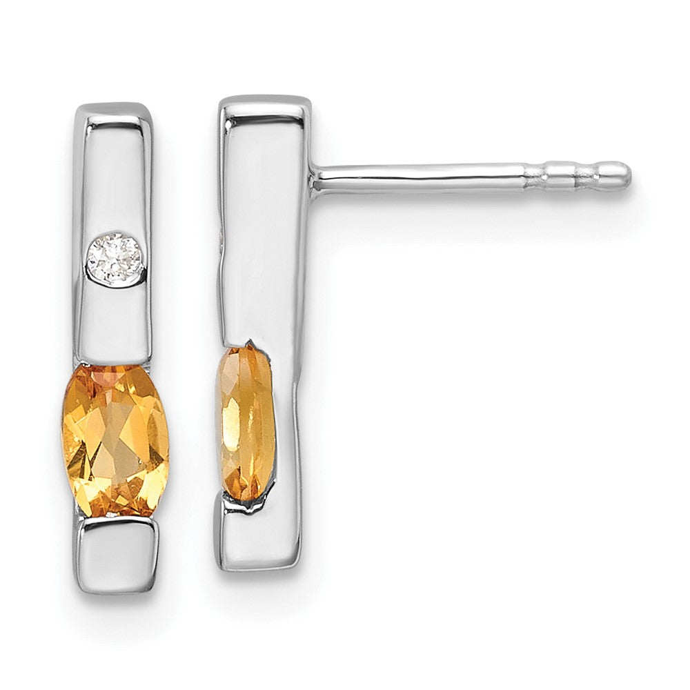 Sterlingsilber Rhodiniert Weiß Eis.02ct. Diamant und Citrin Ohrringe