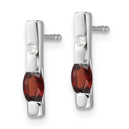 Sterlingsilber Rhodiniert Weiß Eis.02ct. Diamant und Granat Ohrringe