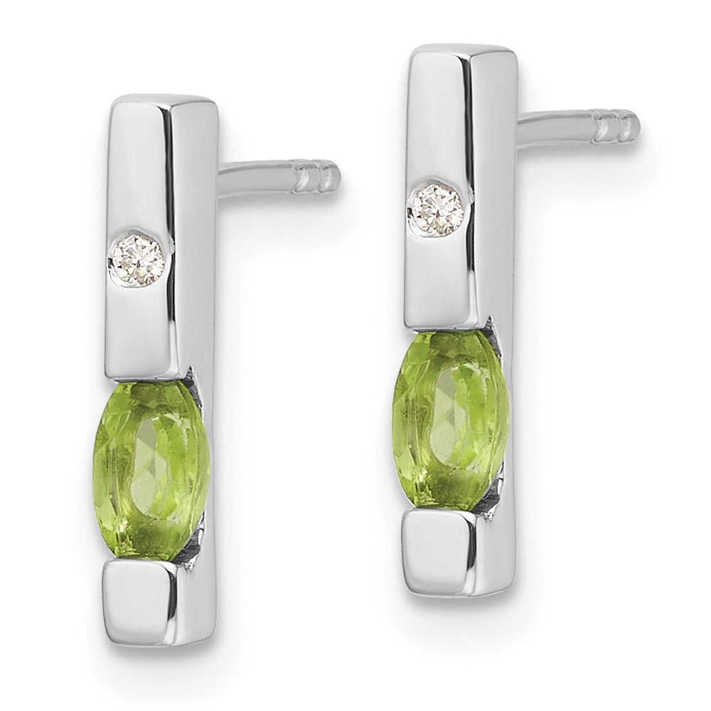 Sterlingsilber Rhodiniert Weiß Eis.02ct. Diamant und Peridot Ohrringe