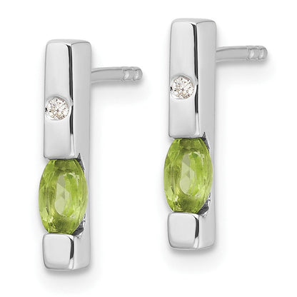 Sterlingsilber Rhodiniert Weiß Eis.02ct. Diamant und Peridot Ohrringe