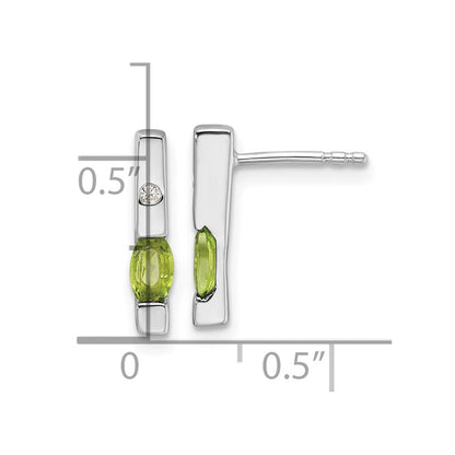 Sterlingsilber Rhodiniert Weiß Eis.02ct. Diamant und Peridot Ohrringe
