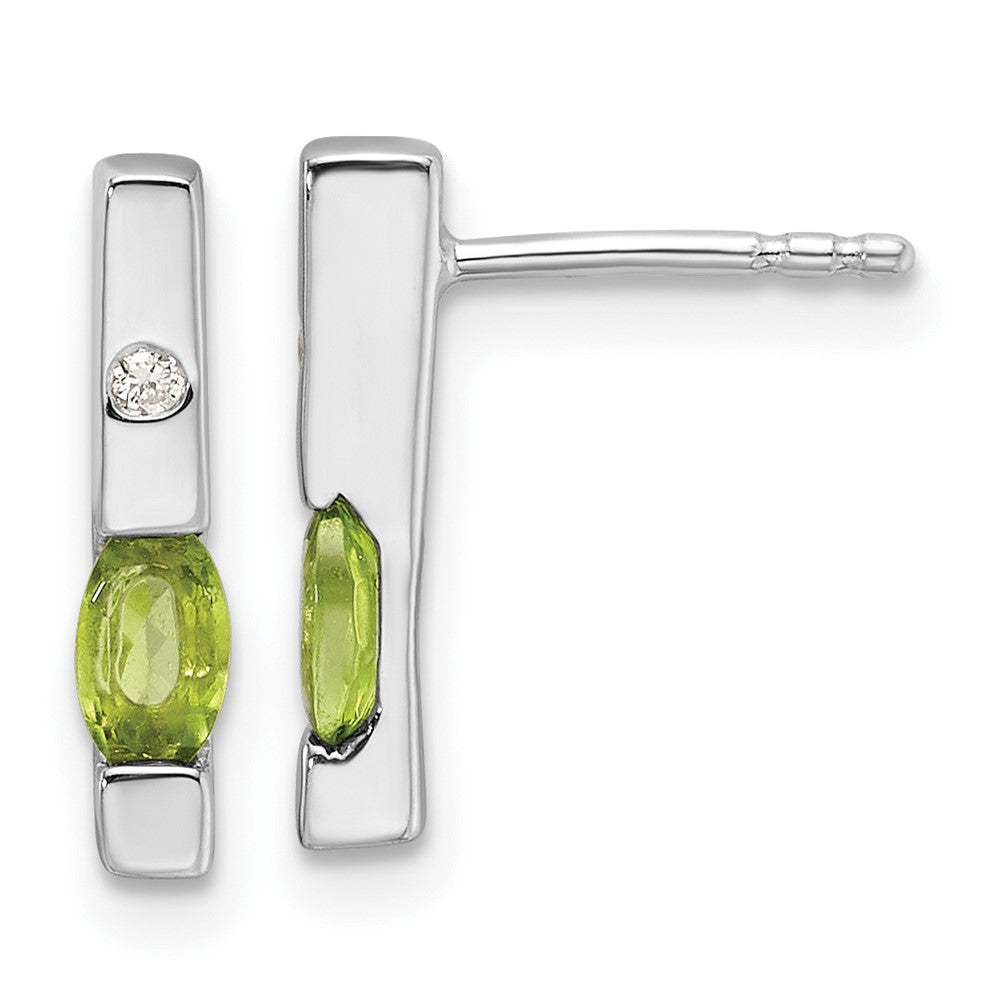 Sterlingsilber Rhodiniert Weiß Eis.02ct. Diamant und Peridot Ohrringe