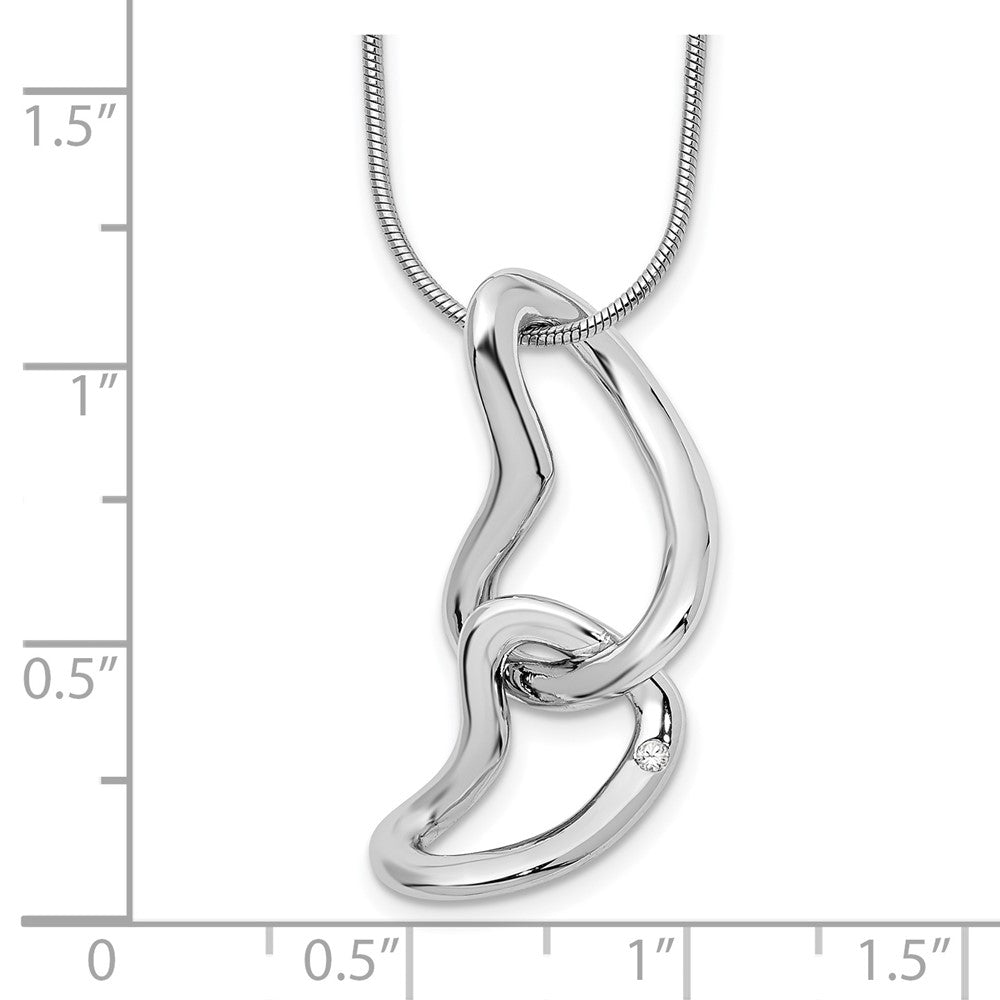 Sterlingsilber Weiß Eis Rhodiniert 18 Zoll Diamant Herzen Halskette mit 2 Verlängerung