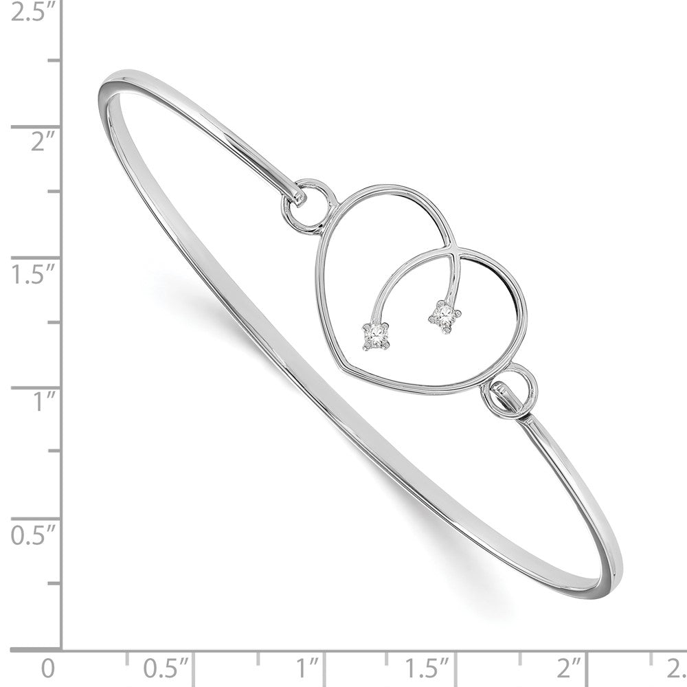 Sterlingsilber Weiß Eis Rhodiniert Diamant Herz Armreif
