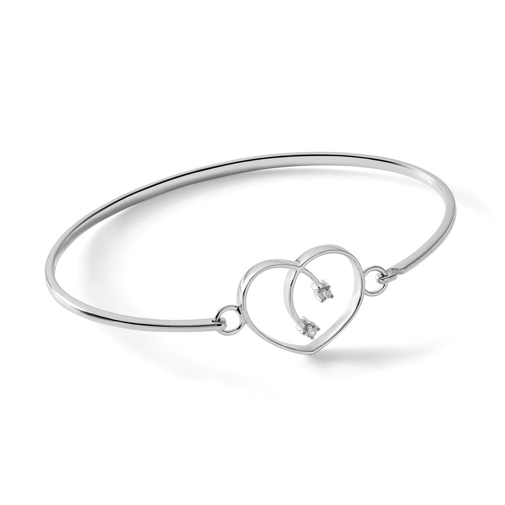 Sterlingsilber Weiß Eis Rhodiniert Diamant Herz Armreif