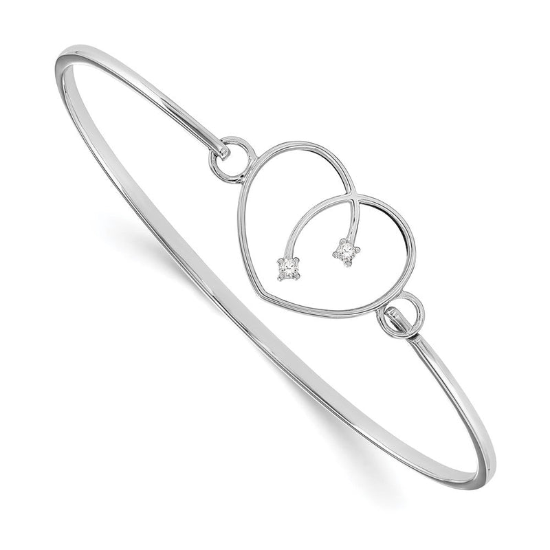 Sterlingsilber Weiß Eis Rhodiniert Diamant Herz Armreif