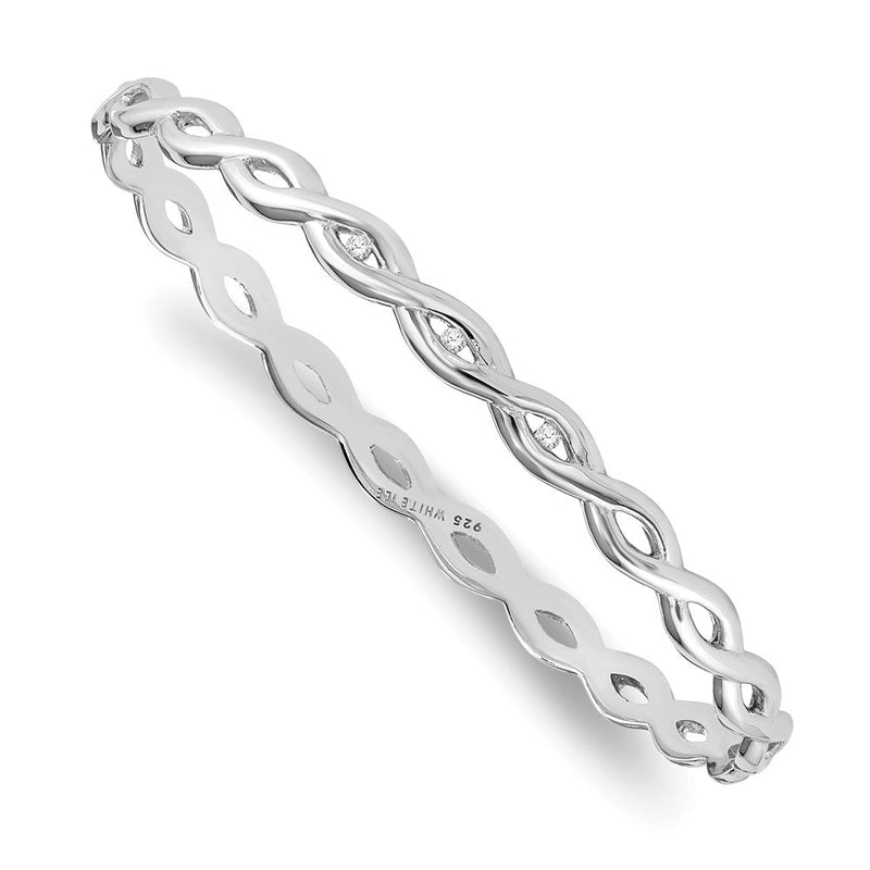 Sterlingsilber Weiß Eis Rhodiniert Diamant Gedreht Armreif