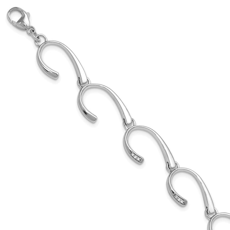 Sterlingsilber Weiß Eis Rhodiniert 7 Zoll Diamant Armband mit 1 Verlängerung