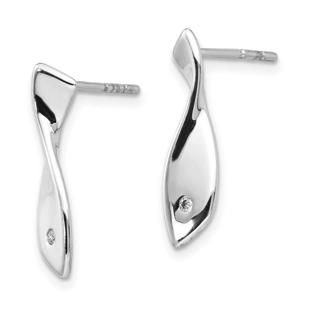 Sterlingsilber rhodinierte Diamant-Ohrhänger mit gedrehtem Design