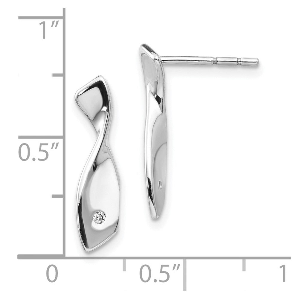 Sterlingsilber rhodinierte Diamant-Ohrhänger mit gedrehtem Design