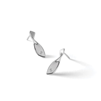 Sterlingsilber rhodinierte Diamant-Ohrhänger mit gedrehtem Design