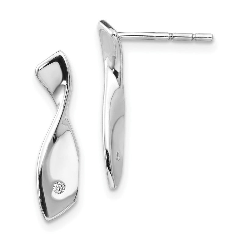 Sterlingsilber rhodinierte Diamant-Ohrhänger mit gedrehtem Design