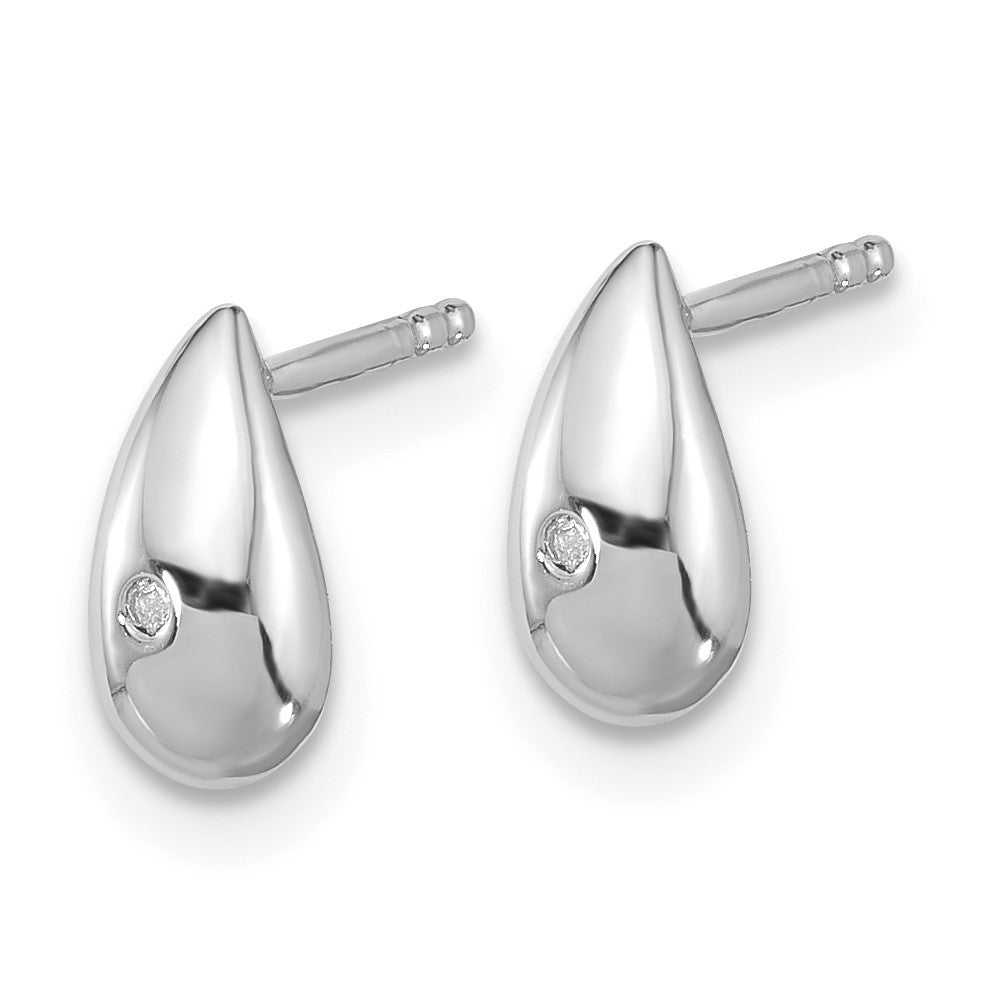 Ohrstecker aus Sterlingsilber, rhodiniert, mit Diamant in Tropfenform