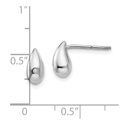 Ohrstecker aus Sterlingsilber, rhodiniert, mit Diamant in Tropfenform