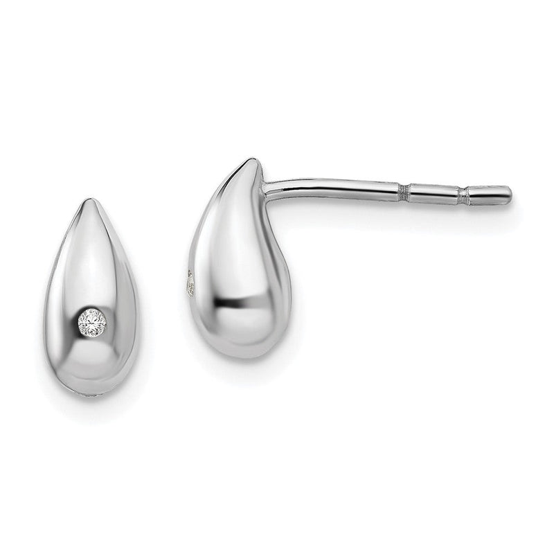 Ohrstecker aus Sterlingsilber, rhodiniert, mit Diamant in Tropfenform