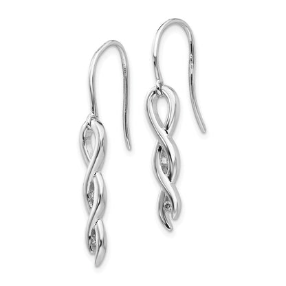 White Ice Ohrhänger aus rhodiniertem Sterlingsilber mit Diamanten, gedrehtem Design und Ohrhaken