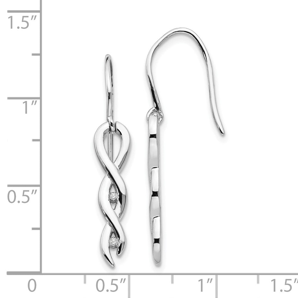 White Ice Ohrhänger aus rhodiniertem Sterlingsilber mit Diamanten, gedrehtem Design und Ohrhaken