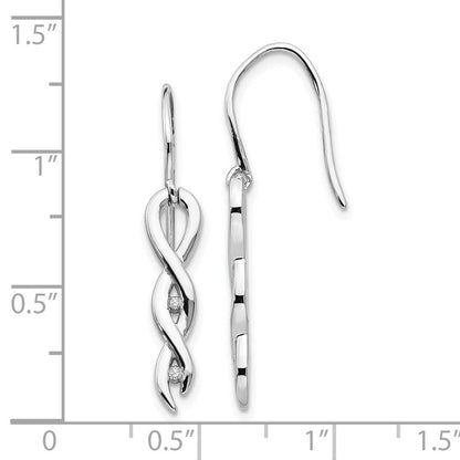 White Ice Ohrhänger aus rhodiniertem Sterlingsilber mit Diamanten, gedrehtem Design und Ohrhaken
