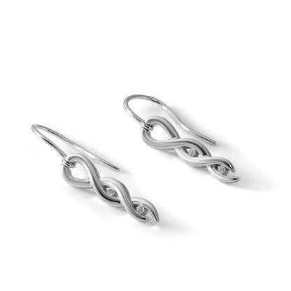 White Ice Ohrhänger aus rhodiniertem Sterlingsilber mit Diamanten, gedrehtem Design und Ohrhaken